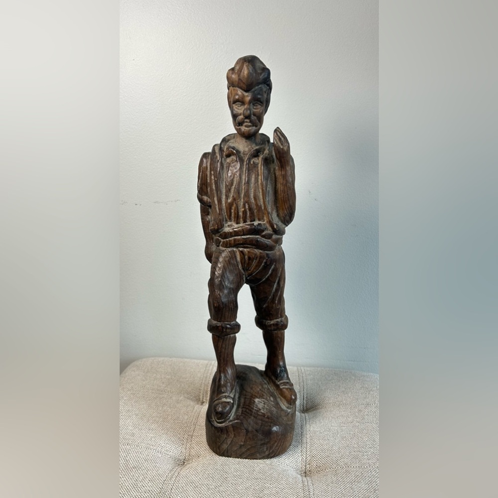 Spanish Alpine Man Wood Statue Alpinist Hand Carved MI Spain Limited Edition #d!